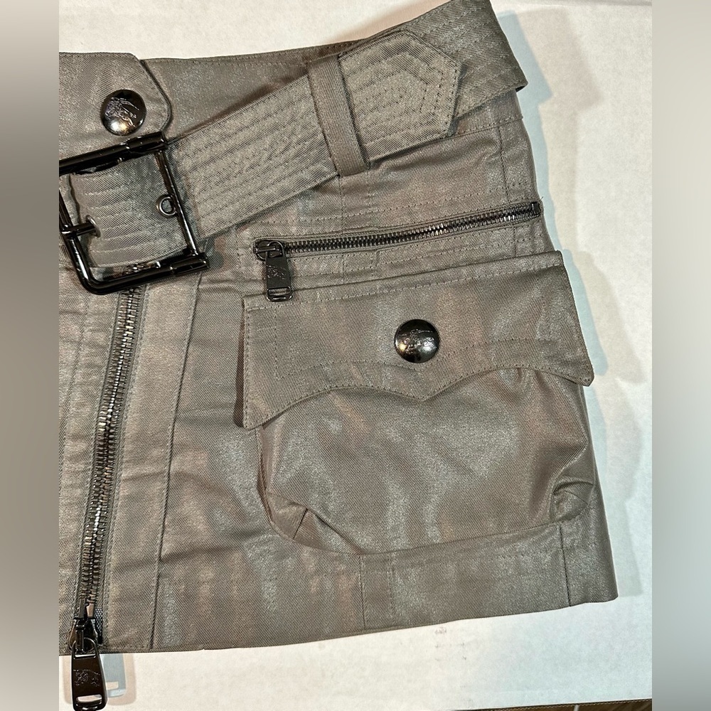Burberry Women Gunmetal Cargo mini skirt dark grey size 6 cotton and polyamide - Picture 7 of 11